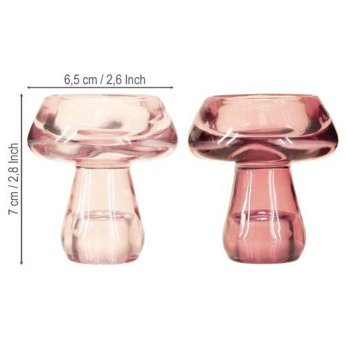 položky Svícen houba, držák na čajové svíčky ze skla, bobule Ø6,5cm V7cm 2ks