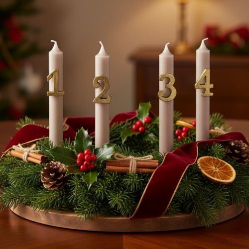 Adventní špendlíky na svíčky, čísla 1 až 4, sada 4 kusů, 4 cm, 4 kusy | Floristik24.cz
