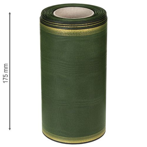 položky Elegantní moaré věnečková stuha, 175 mm, tmavě zelená s perleťovým okrajem a taftovou vazbou pro slavnostní příležitosti