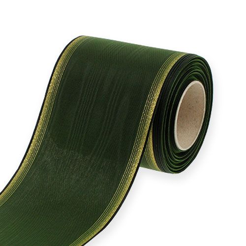 položky Stuha do věnce Moiré 100mm, tmavě zelená