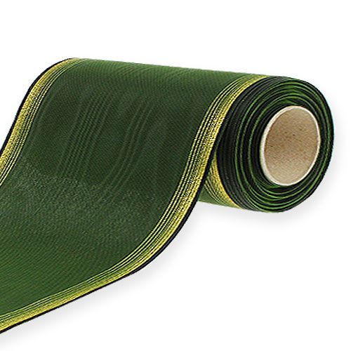 Floristik24 Věncová stuha Moiré 200 mm, tmavě zelená