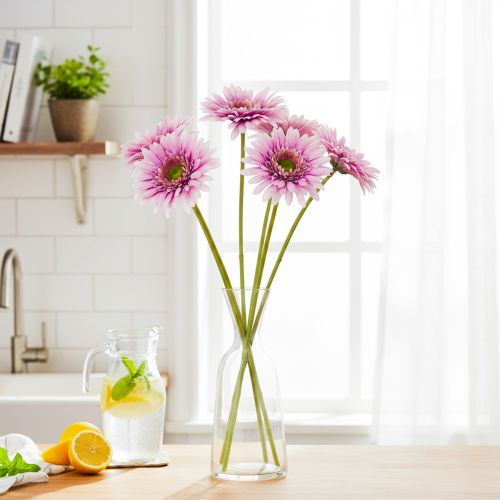 Umělé zahradní květiny gerbery, fialové, 47 cm, 6 kusů | Floristik24.cz