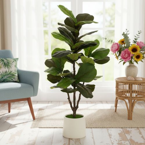 Umělý Ficus lyrata 120 cm dekorativní do obývacího pokoje | Floristik24.cz