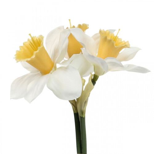 Umělé narcisy hedvábné květy bílý narcis 40cm 3ks