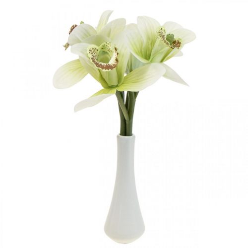 Umělé orchideje umělé květiny ve váze bílá/zelená 28cm