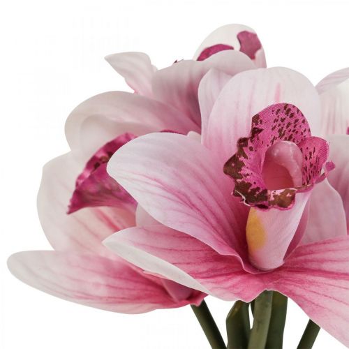 položky Umělé orchideje umělé květiny ve váze bílá/růžová 28cm