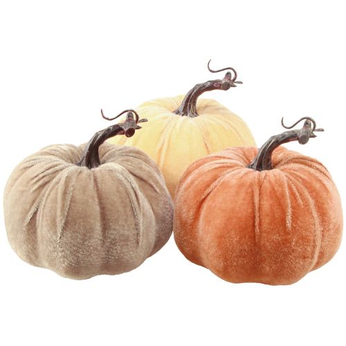 položky Dekorace dýně podzimní žlutá hnědá oranžová Ø13cm V11,5cm 3 ks