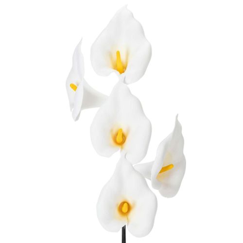Umělá kala se žlutými tyčinkami, dekorativní květy, 35 cm, 10 kusů