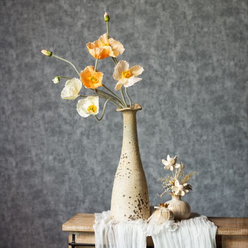 položky Umělý květ máku pro svatební dekoraci a design, 95 cm, 3 kusy