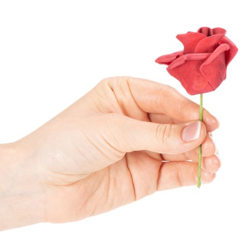 Umělý květ červené růže se stonkem, 5 cm, 100 kusů | Floristik24.cz