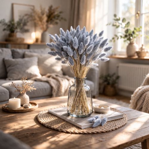 položky Sušený lagurus (zaječí ocas) šedý na kytice ze sušených květin 60 cm 75 g