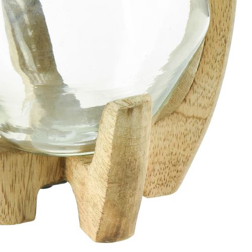 položky Lucerna dřevěná skleněná lucerna dekorativní mangové dřevo přírodní Ø14cm V26cm