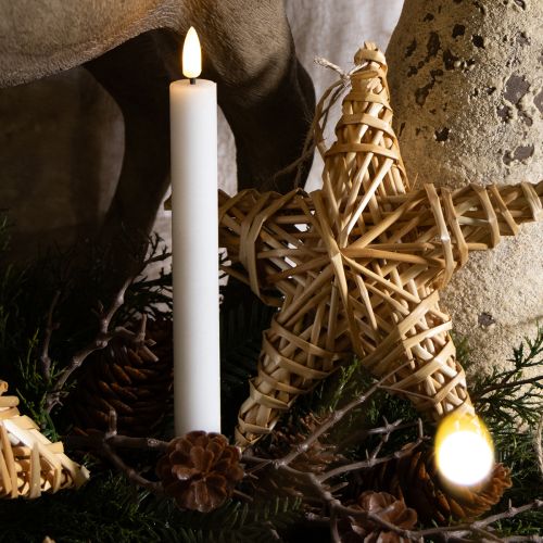 položky LED svíčky Bílé voskové svíčky s kuželovým efektem Teplá bílá 24,5 cm 2 ks