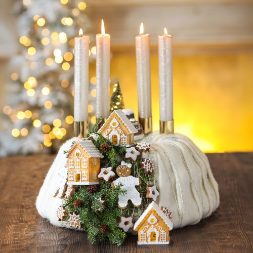 Floristik24 Světelný domeček LED perníková chaloupka hnědá bílá V8/10cm 4ks