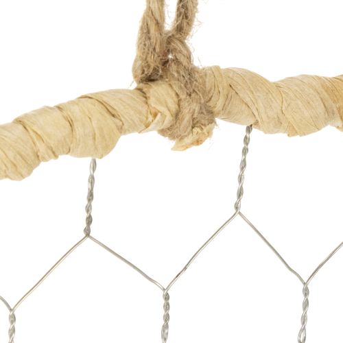 položky Boho kovový ozdobný prsten, stříbrný, Ø28cm s přírodní rafií, sada 4 kusů - závěsná dekorace, nástěnná dekorace