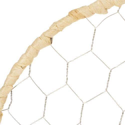položky Boho kovový ozdobný prsten, stříbrný, Ø28cm s přírodní rafií, sada 4 kusů - závěsná dekorace, nástěnná dekorace