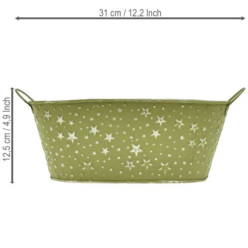 položky Oválná kovová miska s hvězdami a uchy, zelená, 31×16 cm, V 12,5 cm