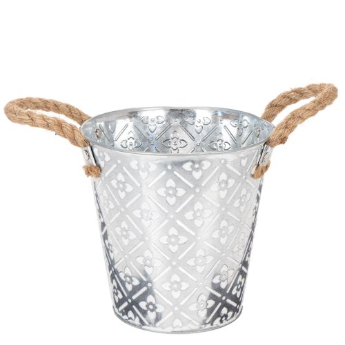 Kovový květináč, květináč s úchyty, květináč s květinovým vzorem Ø18cm nakoupit | Floristik24.cz