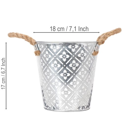 Kovový květináč, květináč s úchyty, květináč s květinovým vzorem Ø18cm | Floristik24.cz