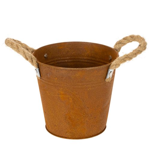 Kovový květináč s uchy, bylinkový květináč, dekorace z rezu Ø16,5 cm V15 cm | Floristik24.cz