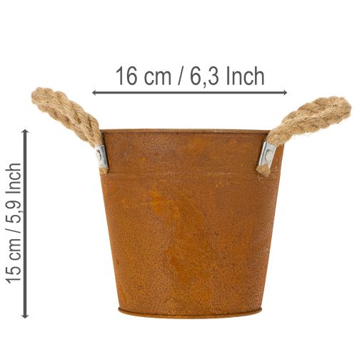 Kovový květináč s uchy, bylinkový květináč, dekorace z rezu Ø16,5 cm V15 cm | Floristik24.cz