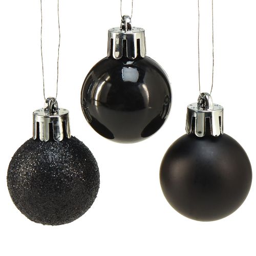 Floristik24 Mini Tree Balls Černé nerozbitné plastové Ø3cm 14ks