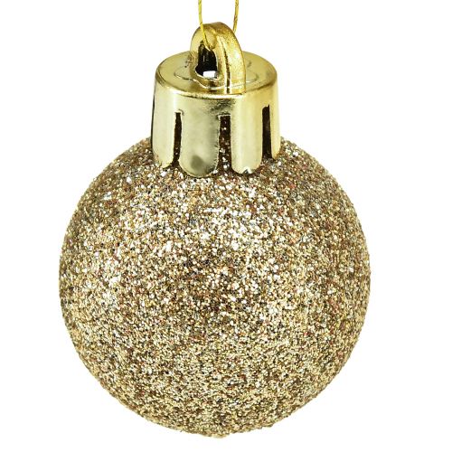 položky Mini koule na vánoční stromek Pearl Golden plast Ø3cm 14 ks