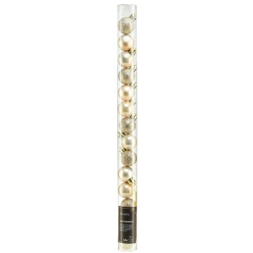 položky Mini koule na vánoční stromek Pearl Golden plast Ø3cm 14 ks