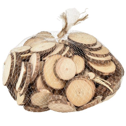 položky Mini dřevěné kotouče ozdobné kotouče na strom přírodní Ø3-6cm 600g