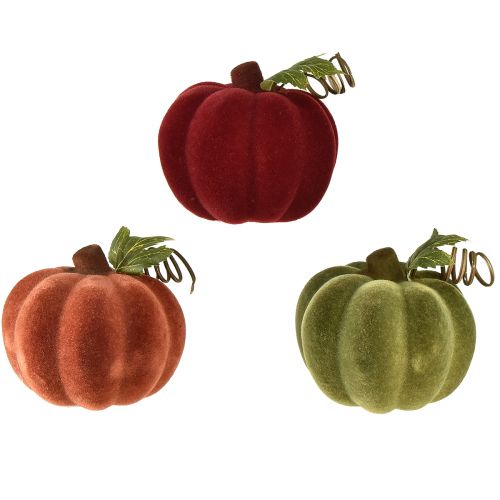 položky Mini dýňová dekorace flocked – různé v podzimních barvách 9,5cm 3 ks