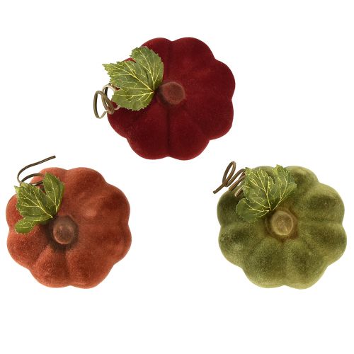 položky Mini dýňová dekorace flocked – různé v podzimních barvách 9,5cm 3 ks