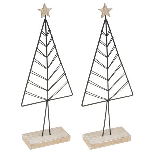 položky Mini vánoční stromek kov dřevo černá přírodní 28cm 2ks