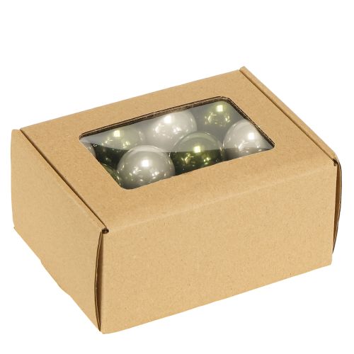 položky Mini vánoční koule skleněné zelené stříbrnošedé Ø3cm 22ks