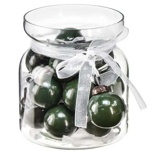 položky Mini vánoční koule skleněné koule zelené Ø3cm 18 kusů ve skle