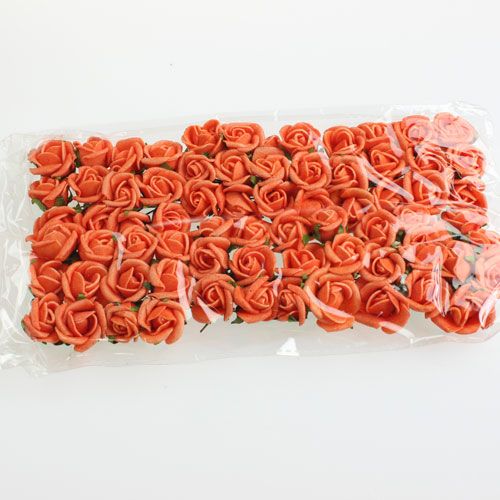 Floristik24 Mini pěnové růže Ø 1,5cm oranžové 72 ks