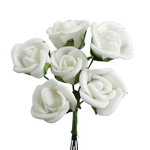 Floristik24 Mini pěnové růže Ø 1,5cm bílé 72 ks