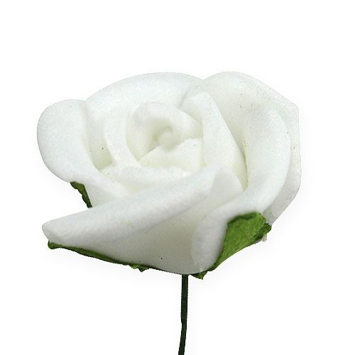 Floristik24 Mini pěnové růže Ø 1,5cm bílé 72 ks