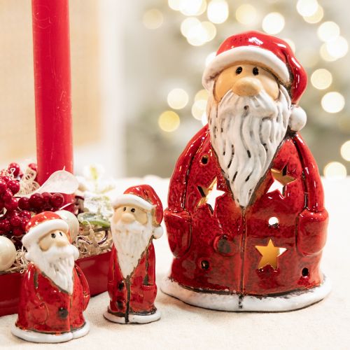 Dekorativní figurka Santa Clause jako svíčka na čajové svíčky s hvězdami, dekorace na stůl, 15 cm | Floristik24.cz