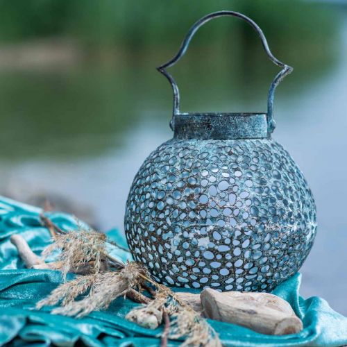 Floristik24 Kovová lucerna, lucerna, svícen starožitný vzhled Ø15cm V22cm