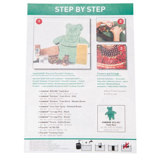 položky Figurka medvídka z pěny s květinovým motivem a stojánkem, 48,5 cm x 42 cm, V 5 cm, 1 kus