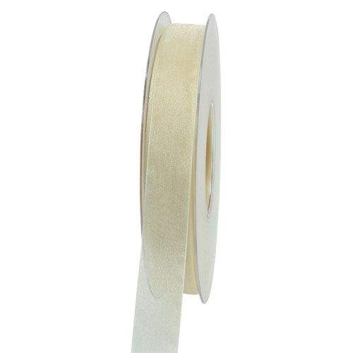 Organzová stuha s okrajem 1,5cm 50m krémová