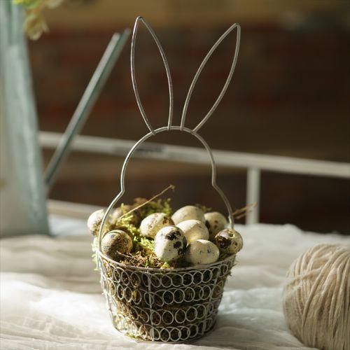 Floristik24 Velikonoční košík drátěný košík Velikonoční zajíček Shabby Ø12cm V26,5cm