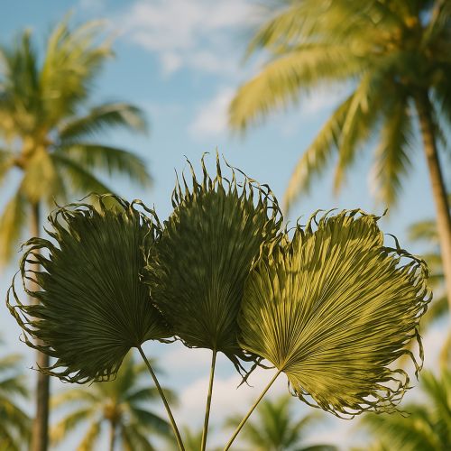 položky Dekorace z palmových listů pro exotické aranžmá a stolní dekorace, 5 kusů