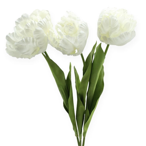 Floristik24 Dekorativní tulipány bílé 73cm 3ks