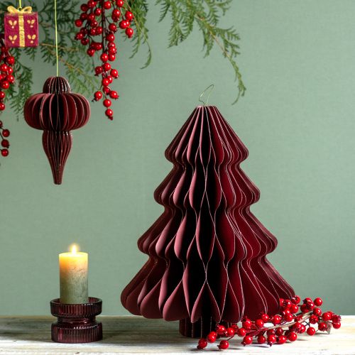 Papírový vánoční stromeček k zavěšení Bordeaux V40cm 2ks