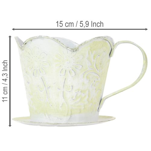 položky Květináč, dekorativní držák na kávový filtr, kovový kelímek na sázení, zelenobílá květinová dekorace, shabby chic, V11cm Ø11cm