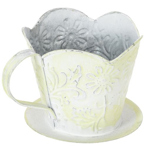 položky Květináč, dekorativní držák na kávový filtr, kovový kelímek na sázení, zelenobílá květinová dekorace, shabby chic, V11cm Ø11cm