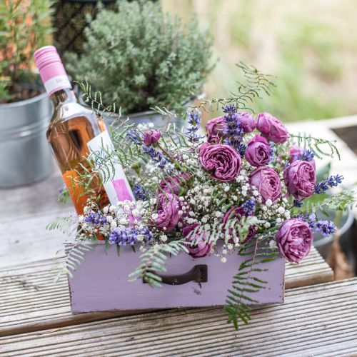 položky Květináč Dekorativní zásuvka Shabby Chic Wood Purple 25×13×8cm