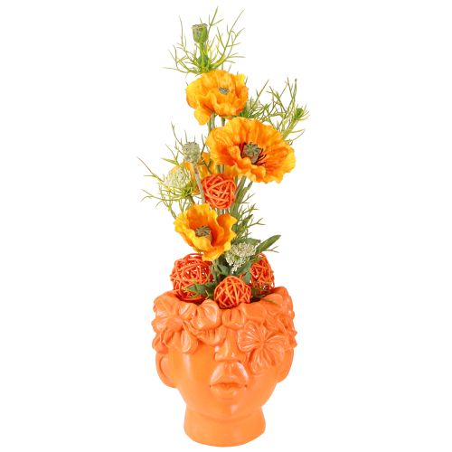 Floristik24 Plant Head Planter Bust Plant Pot Oranžový 13,5×13×14cm