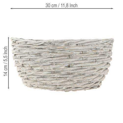 položky Košík na rostliny kulatý proutěný koš bílo-šedý Ø30/25/20cm sada 3 ks